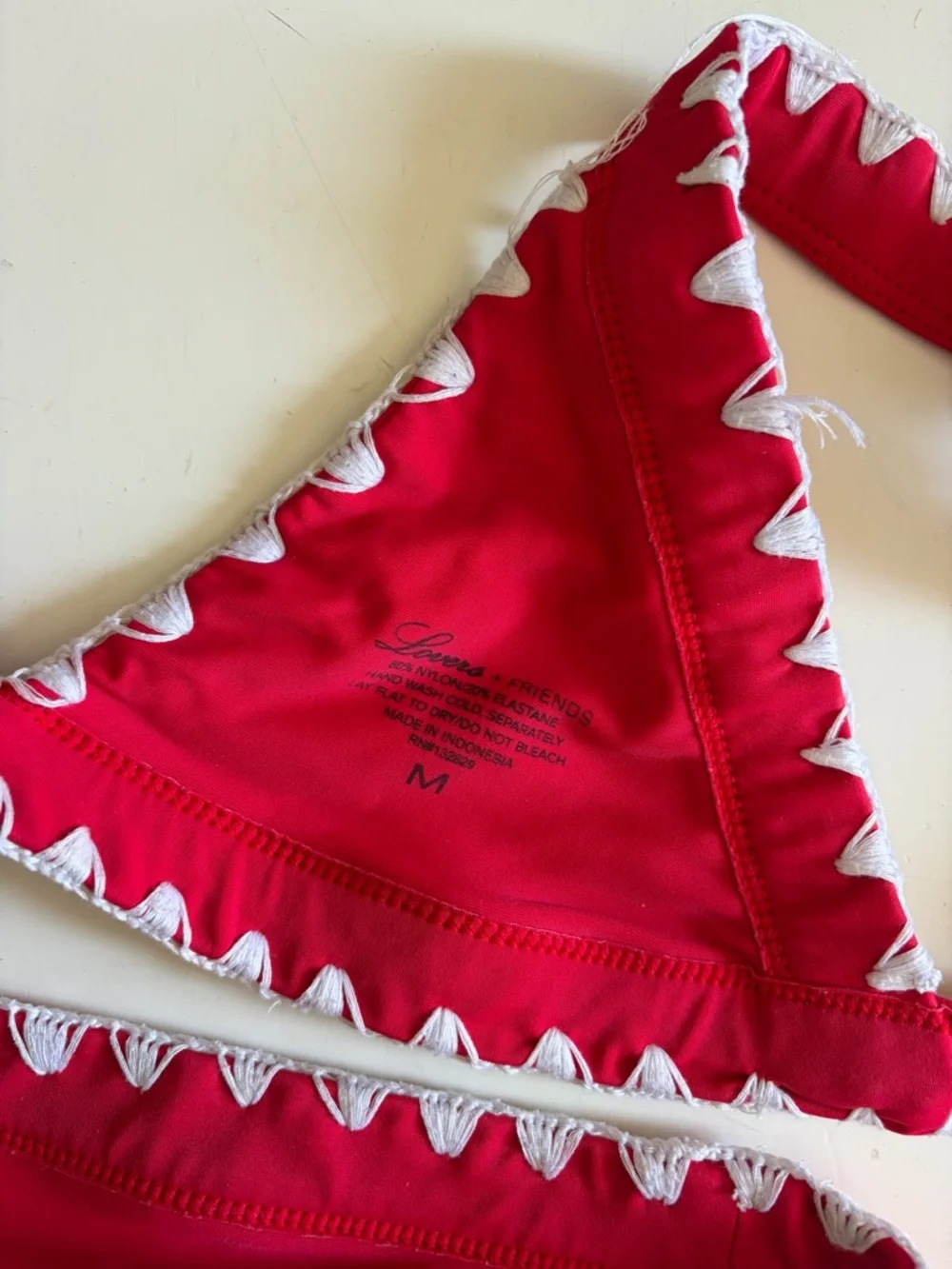 Lovers + Friends Red Triangle Bikini with White Trim - Picture 3 of 4